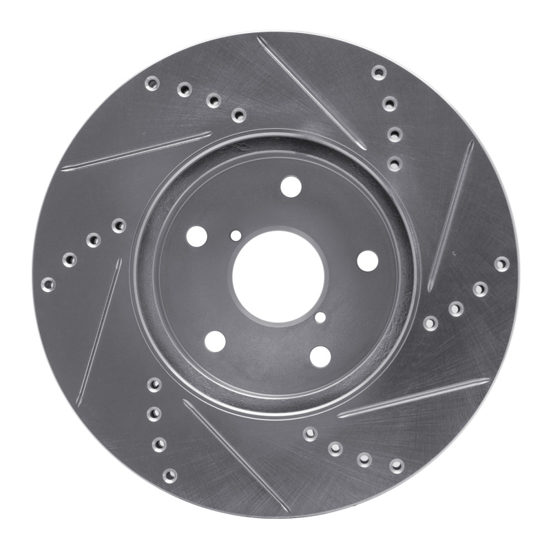 Subaru Legacy Brake Rotor (1) - Front Left - R1 Concepts - Drilled & Slotted - Silver - `15-`19